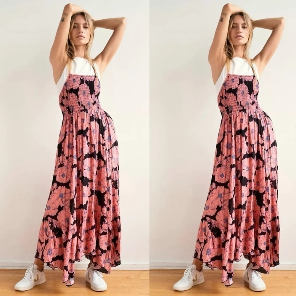 Free People‎ Heatwave Printed Maxi Slip Sleeveless Dress Size Medium Women